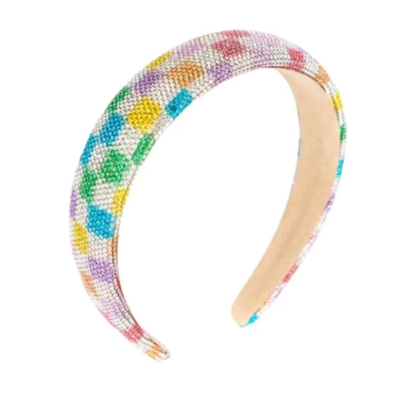 Bari Lynn Crystallized Headband (Multi Checkered)