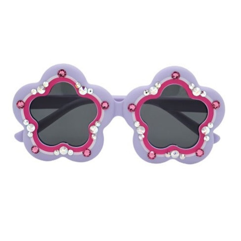 Bari Lynn Daisy Flower Sunglasses with Rhinestones - Lavender