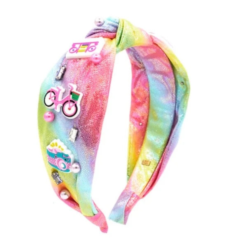 Bari Lynn Knotted Charm Headband  - Tie Dye 90s Fun