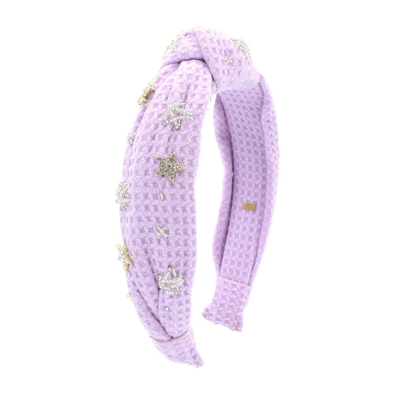 Bari Lynn Lavender Crystal Star Waffle Knot Headband