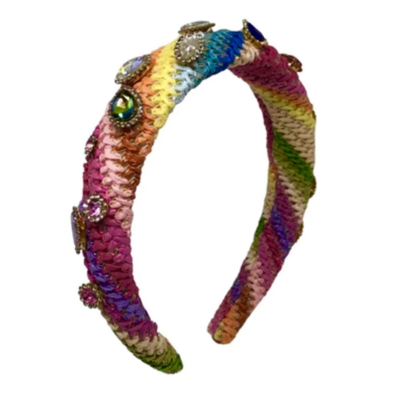Bari Lynn Padded Raffia Jeweled Headband