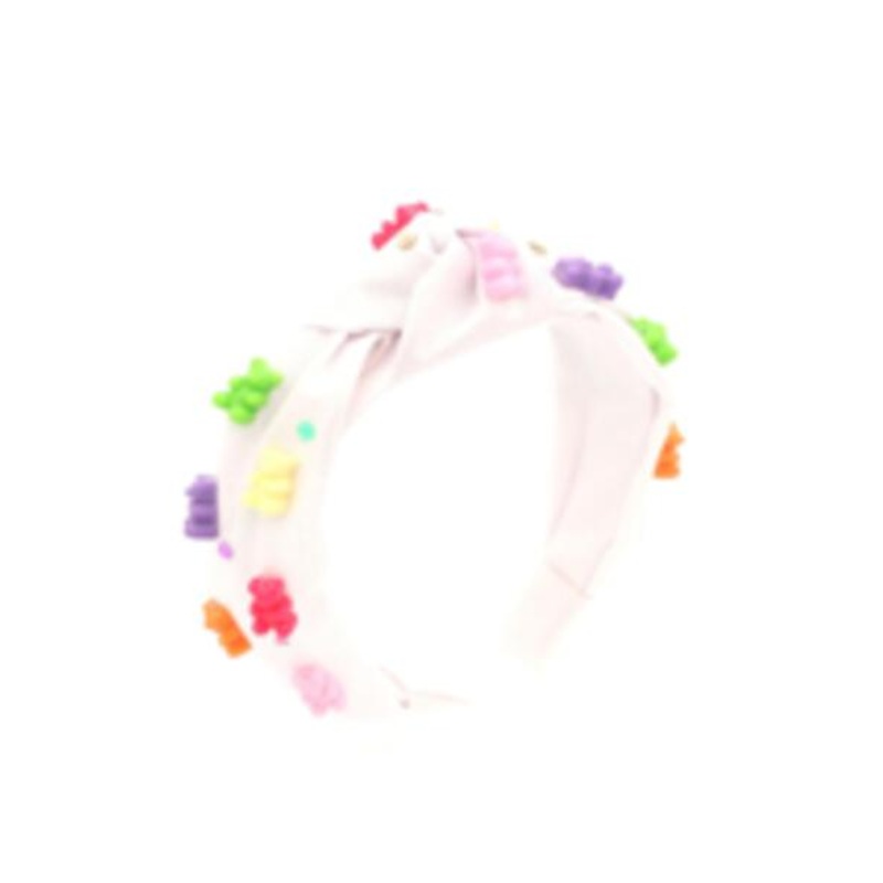 Bari Lynn Shimmer Gummy Bear Top Knot Headband - White