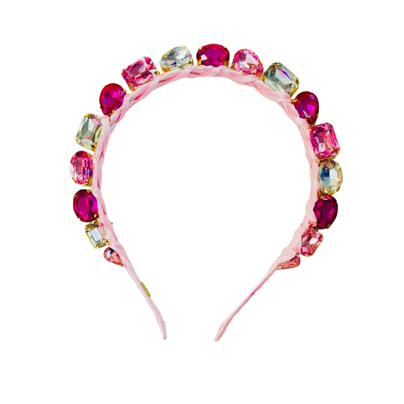 Bari Lynn Standing Multi Jewel Headband - Pink