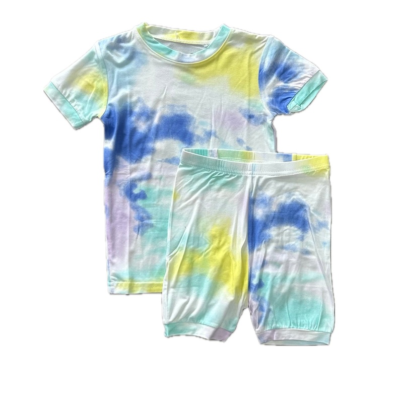 Blue/Yellow Tie Dye Pajama Short Set