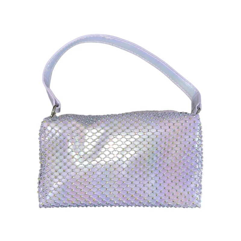 Lavender Crystallized Mesh Handbag