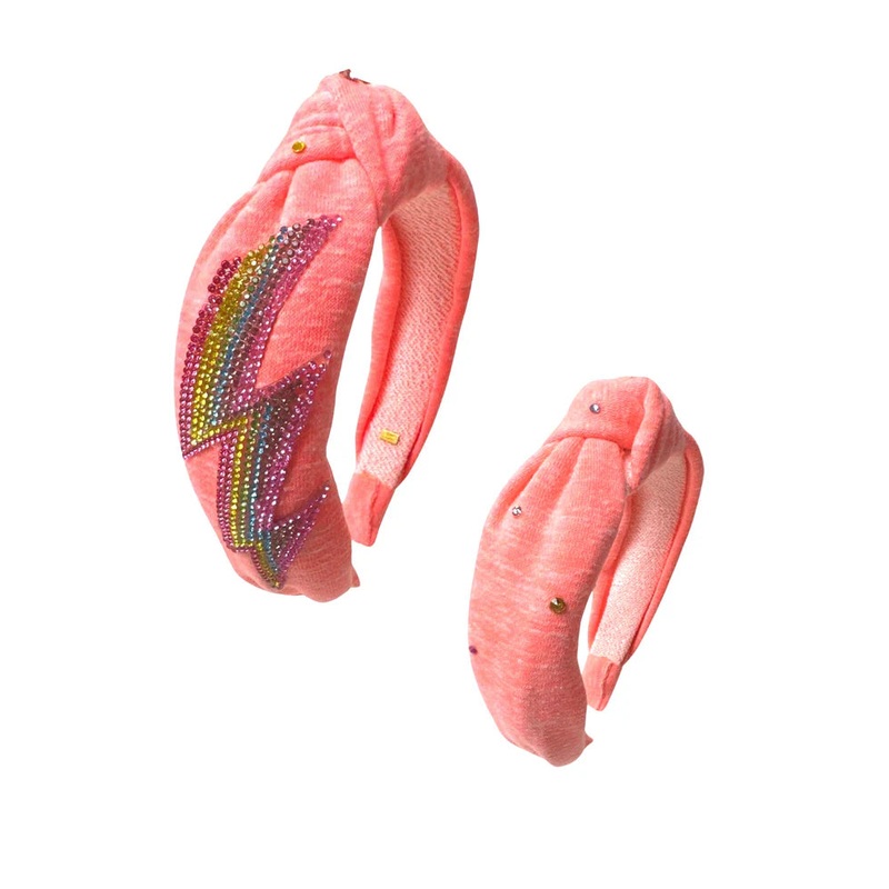 Neon Terrycloth Rhinestone Applique Headband - Lightning Bolt