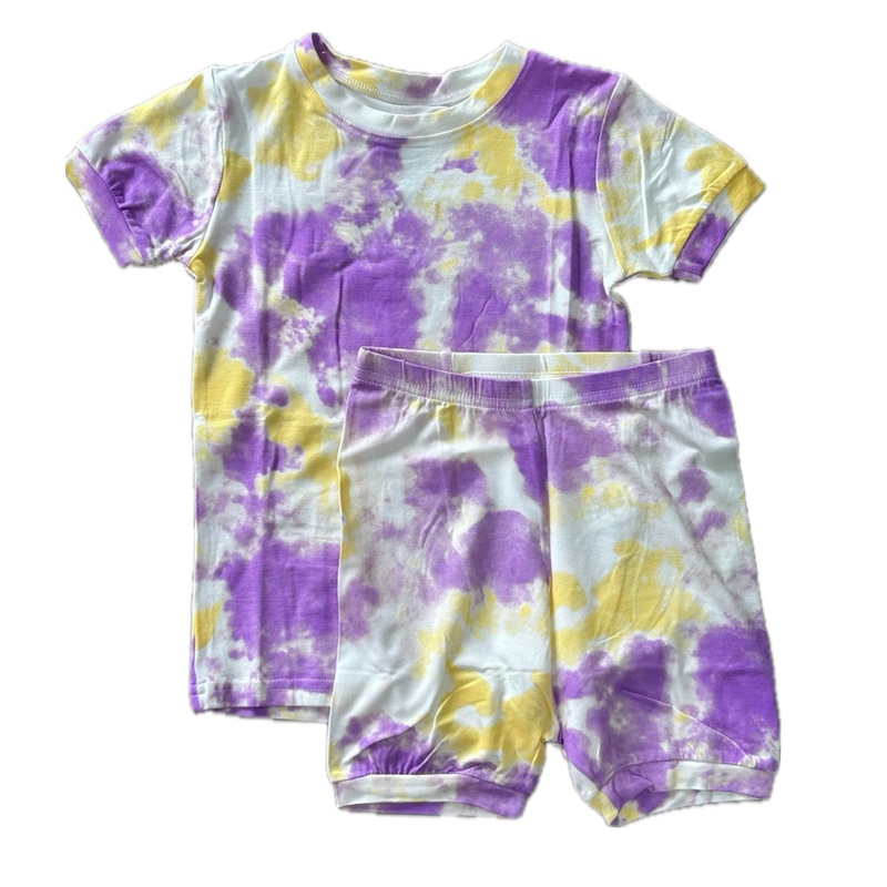 Purple/Gold Tie Dye Pajama Short Set