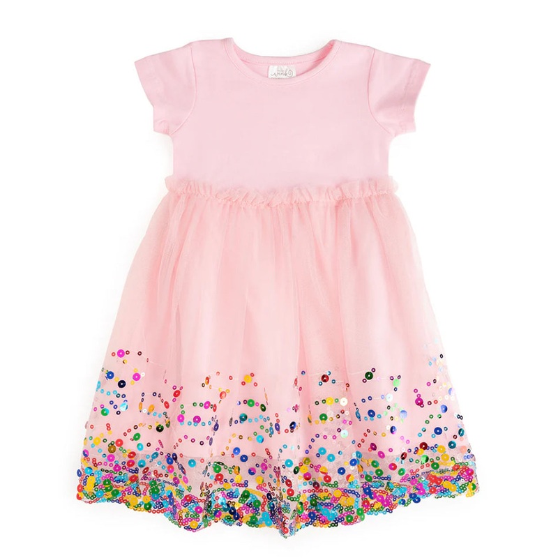 Sweet Wink Pink Confetti Short Sleeve Tutu Dress