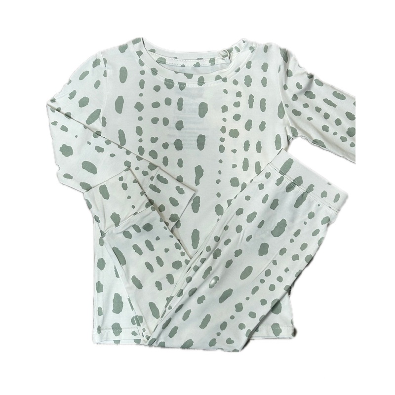 Uptown Baby 2PC Pajama Dalmation Dot Sage/Steel