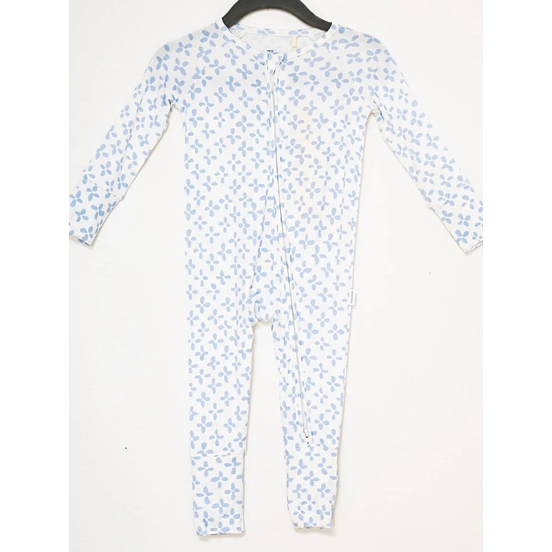Uptown Baby Blue Clover Sleep Romper
