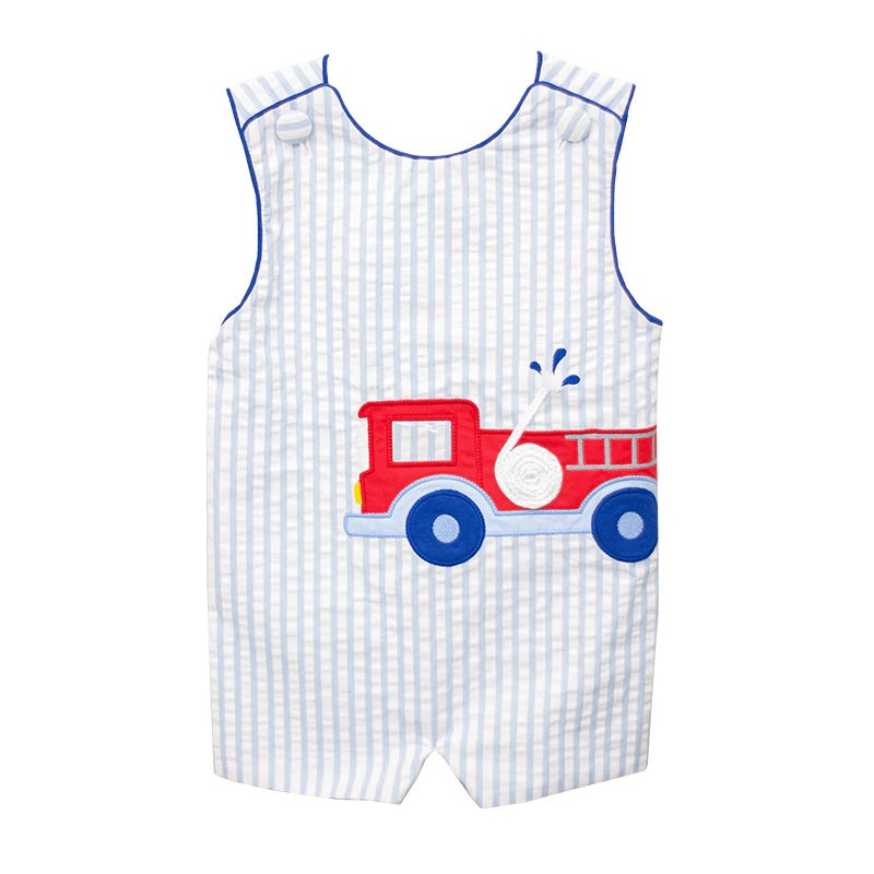 Zuccini Appliqu Firetruck Shortall