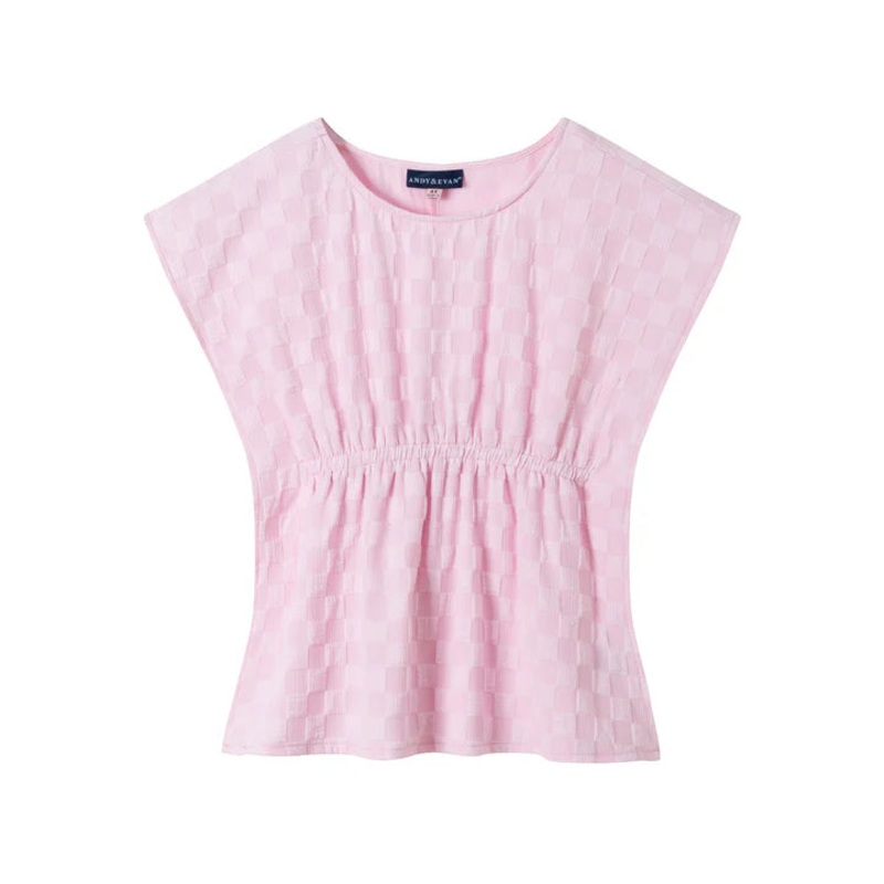 Andy & Evan Pink Checker Woven Caftan Cover Up