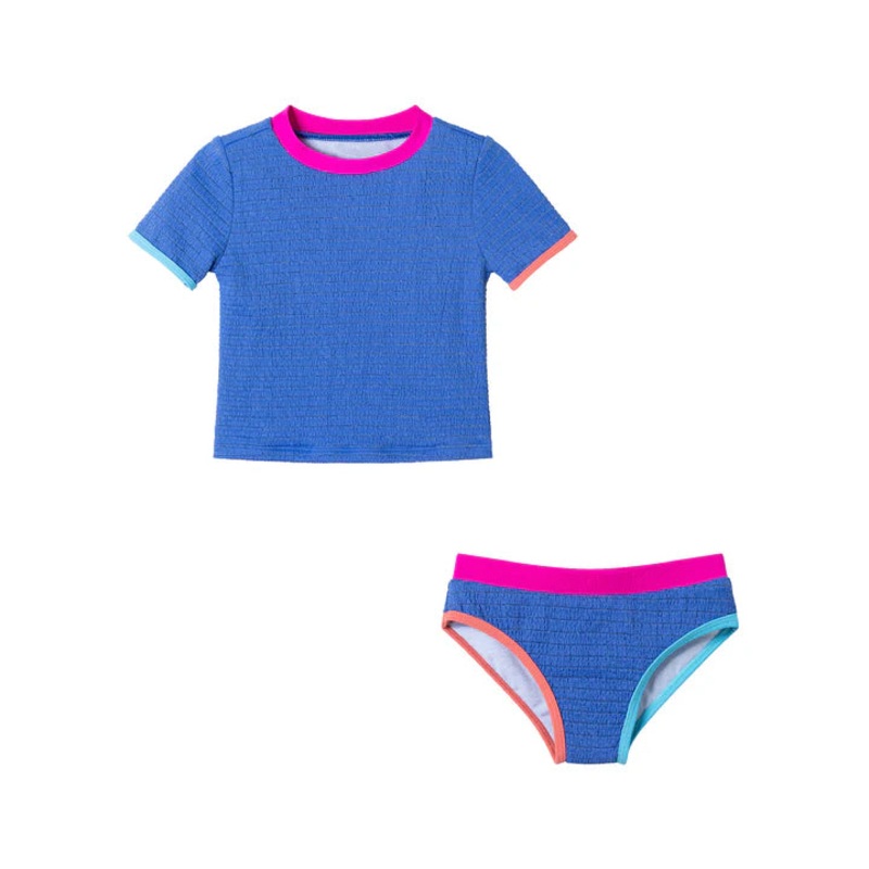 Andy & Evan Short Sleeve Rash Guard Set - Cobalt