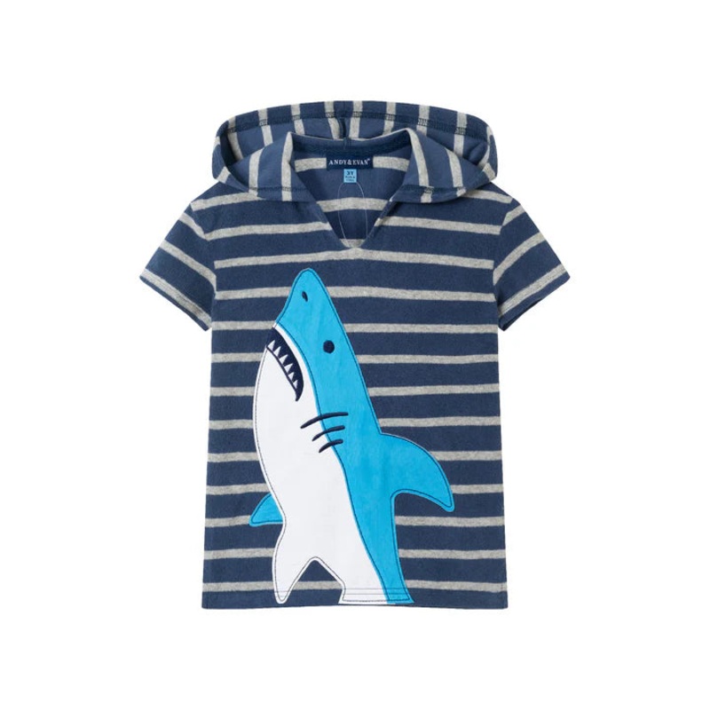 Andy & Evan Swim Terry Cloth Coverup - Navy/White Shark