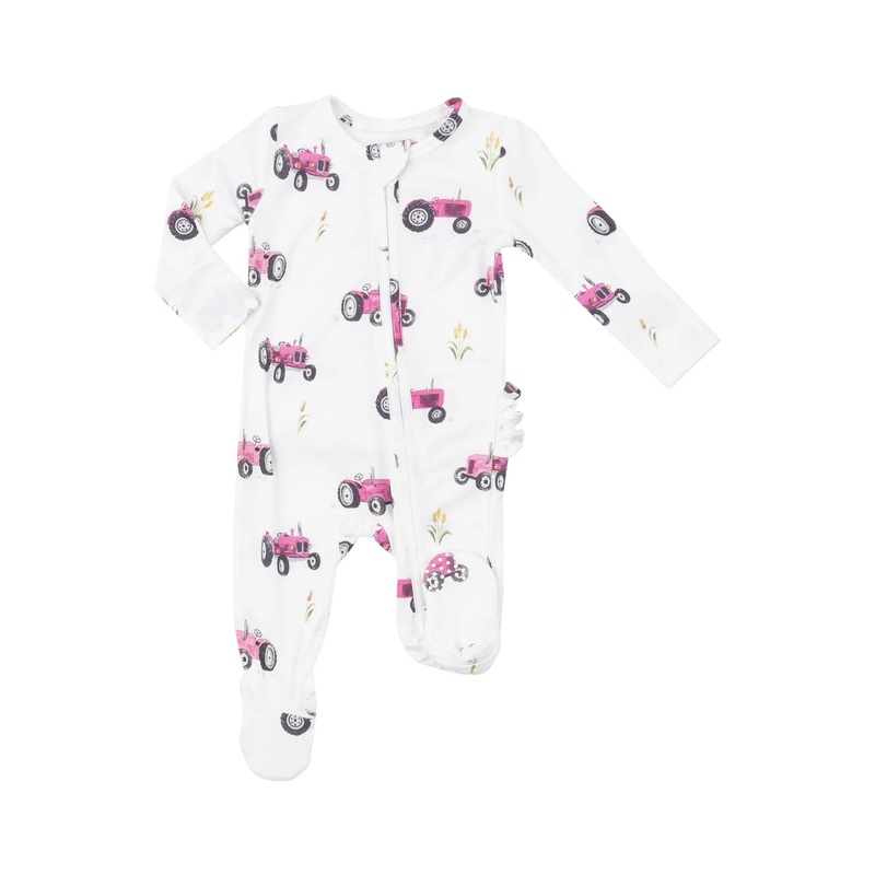 Angel Dear Pink Tractor Ruffle Footie