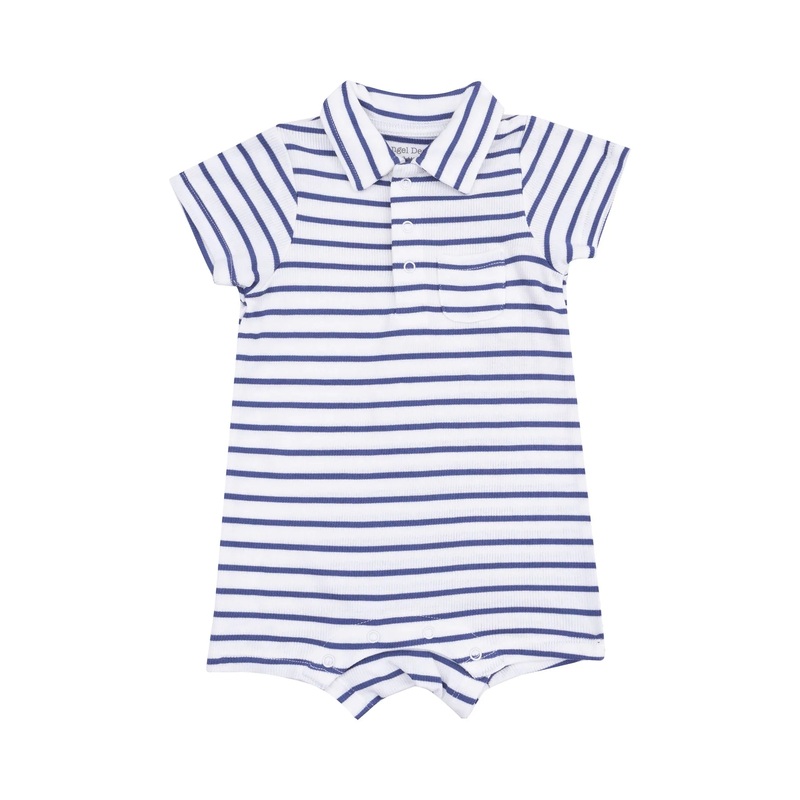 Angel Dear Polo Shortie - Vintage Navy Stripe Ribbed