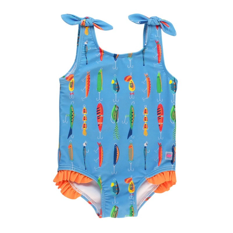 Gone Fishin' Tie Shoulder 1pc Swimsuit