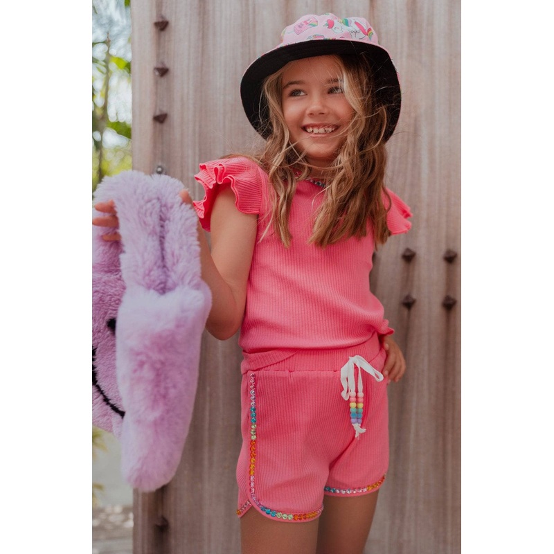 LATB Candy Gem Bead Ruffle Set - Pink