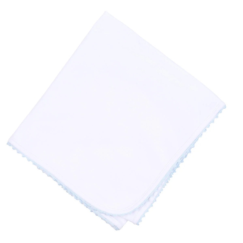 Magnolia Baby Light Blue Baby Joy Crochet Trim Receiving Blanket