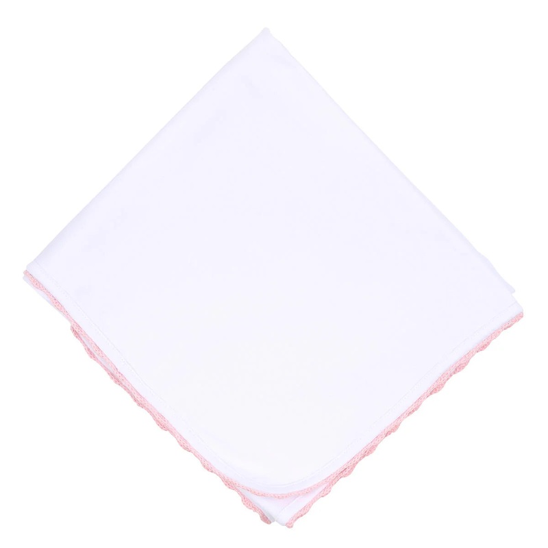 Magnolia Baby Pink Baby Joy Crochet Trim Receiving Blanket
