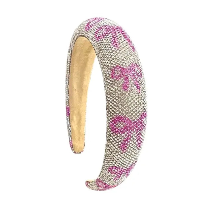 Pink Bow Crystal Headband