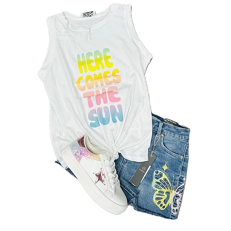 Rock Candy White Here Comes the Sun Tank Top