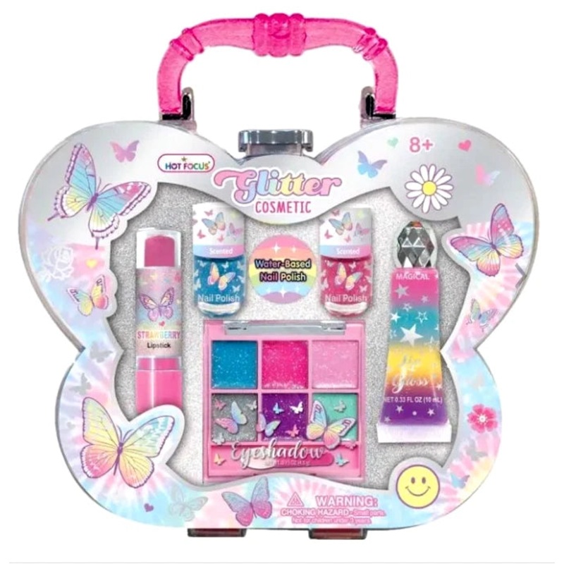 Tie Dye Butterfly Glitter Cosmetic Set in Acrylic Gift Box