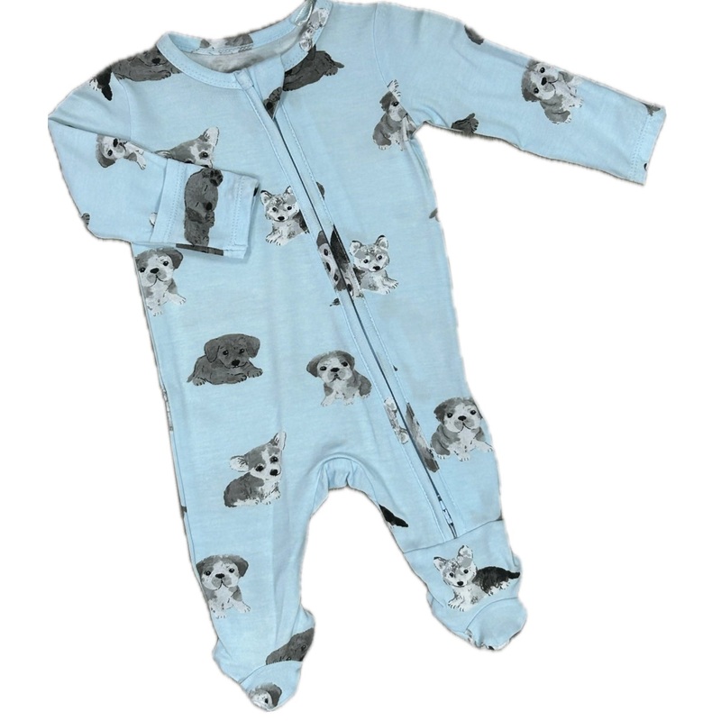 Angel Dear Gray Soft Puppies Zipper Footie