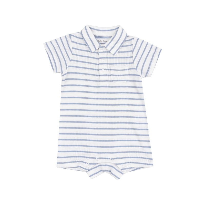 Angel Dear Polo Shortie - French Stripe Dusty Blue