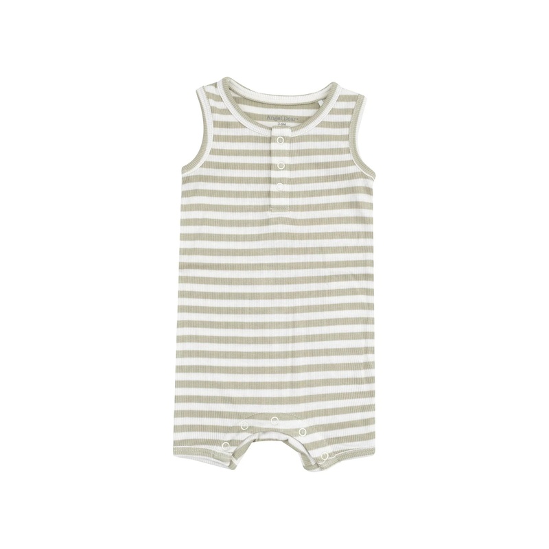 Angel Dear Sage Striped Shortie Sleeveless Romper