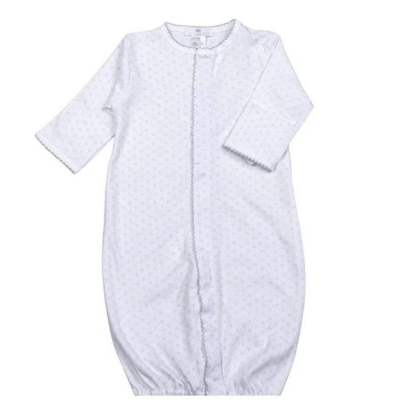 Baby Loren Convertible Gown - White w/ Grey Dots