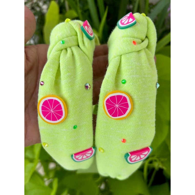 Bari Lynn Neon Fruits Sweatshirt Knot Headband