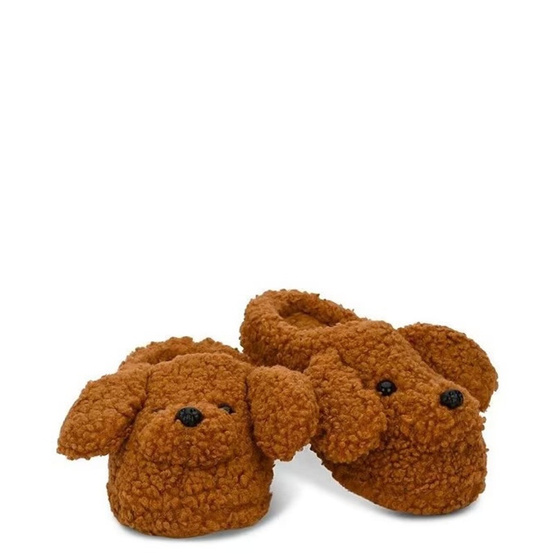 IScream Brown Puppy Furry Slippers