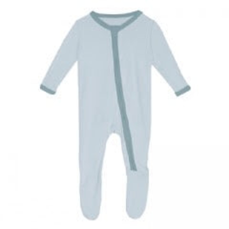 Kickee 2 Way Zipper Footie - Illusion Blue/Stormy Sea