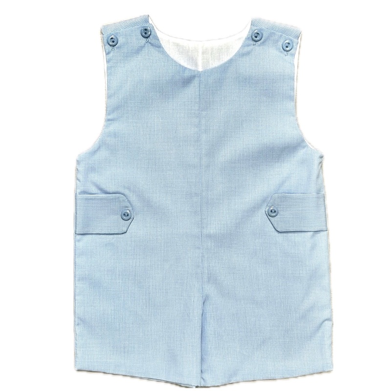 Lulu Bebe Blue Micro Check Boy Shortall