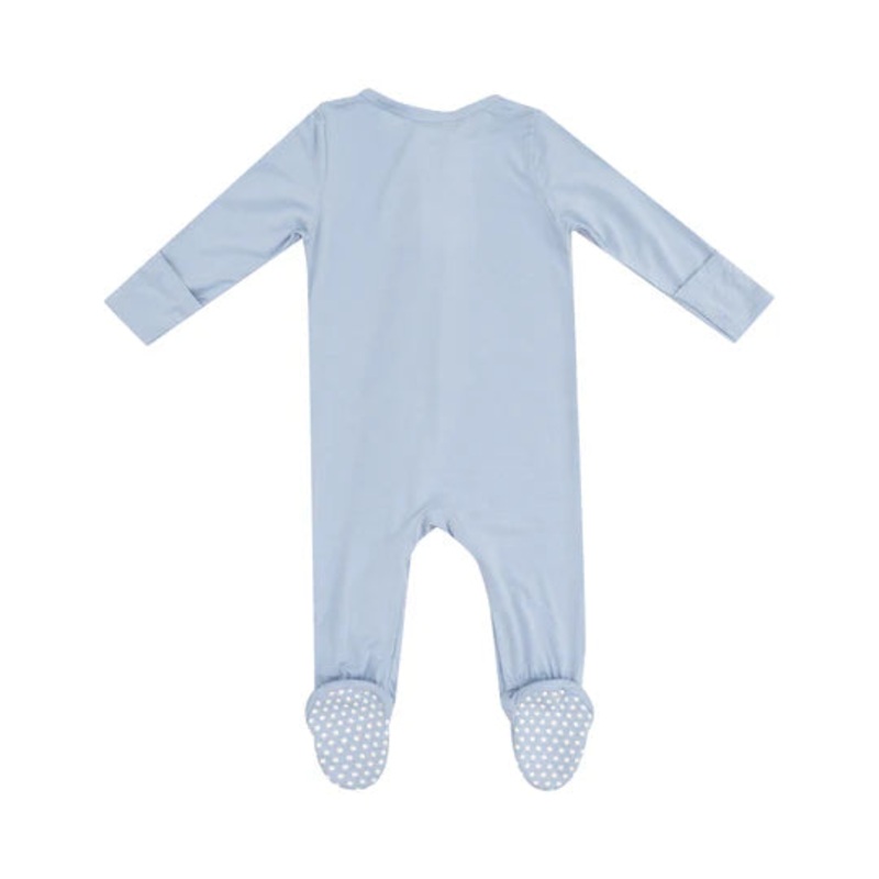 Solid Blue Fog 2 Way  Zipper Footie