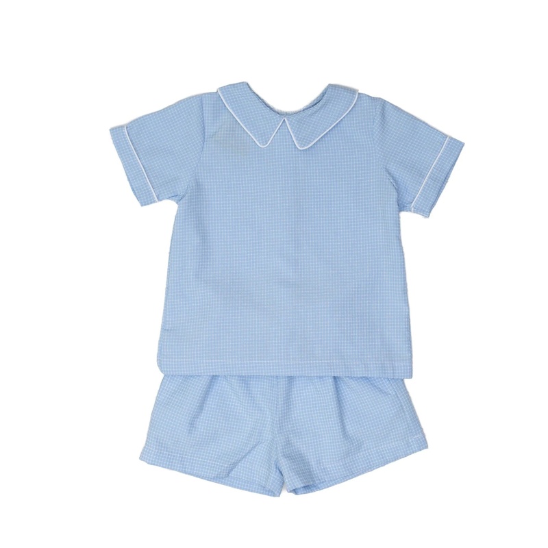 The Oaks Blue Check 2pc Short Set