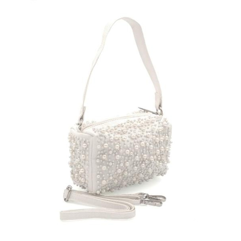 Bari Lynn Faux Pearl Bag - White
