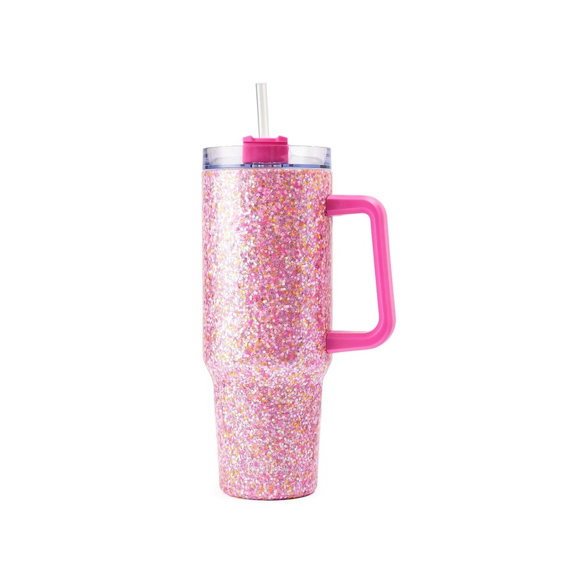 Pink Party Glitter Stainless Steel Sipper