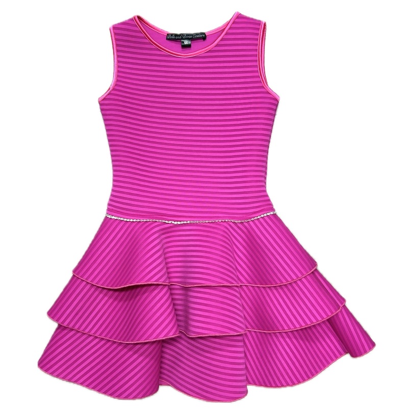 Fuchsia Pink Scuba Tiered Dress