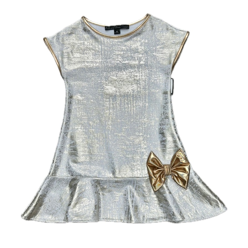 White/Gold Ruffle Dress