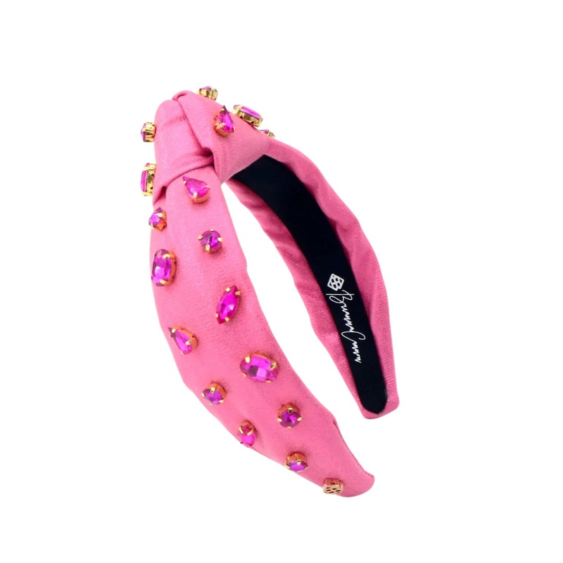 Brianna Cannon Pink Shimmer Headband with Hand-Sewn Crystals