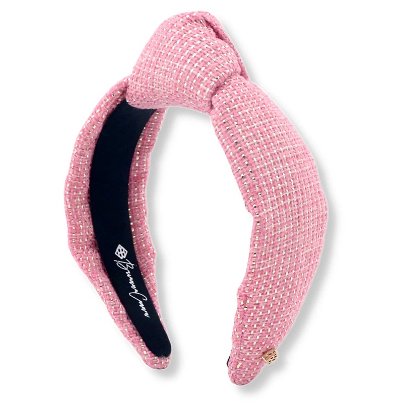Brianna Cannon Solid Pink Tweed and Gold Headband