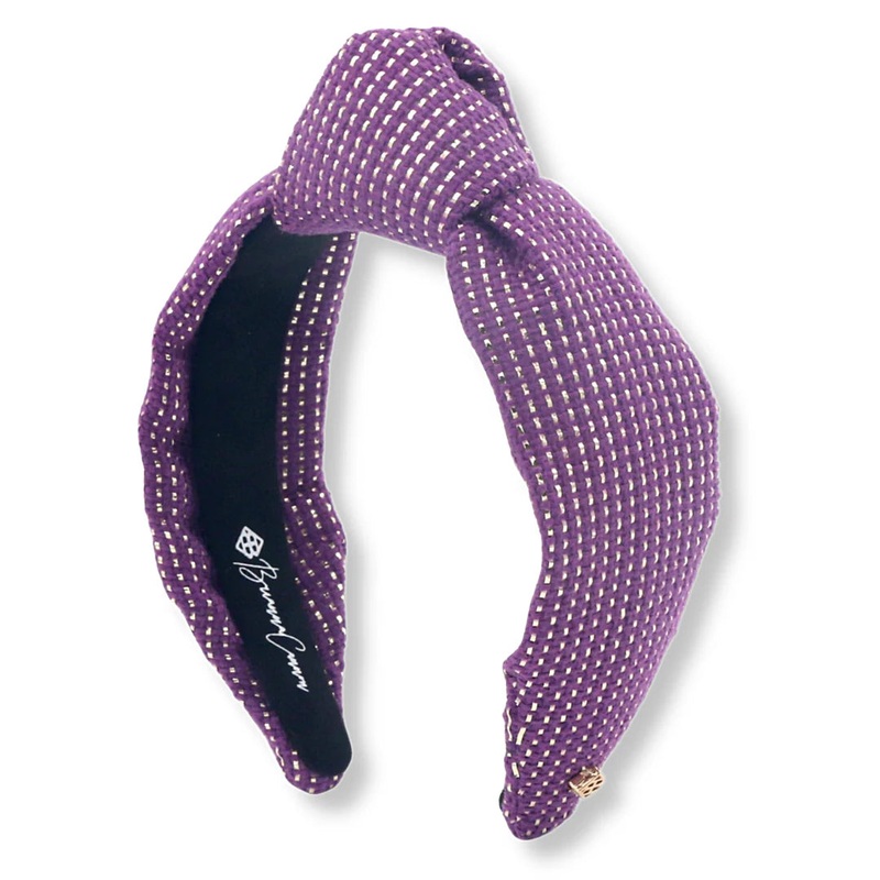 Brianna Cannon Solid Purple Tweed and Gold Headband