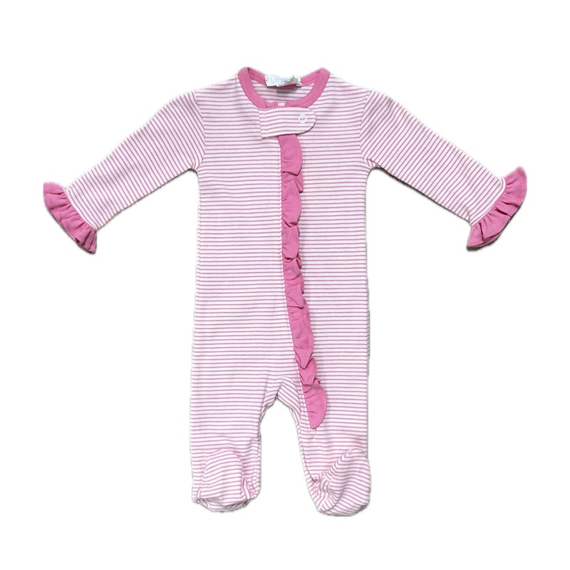 La Luna Pima Pink Stripe Girl Footies