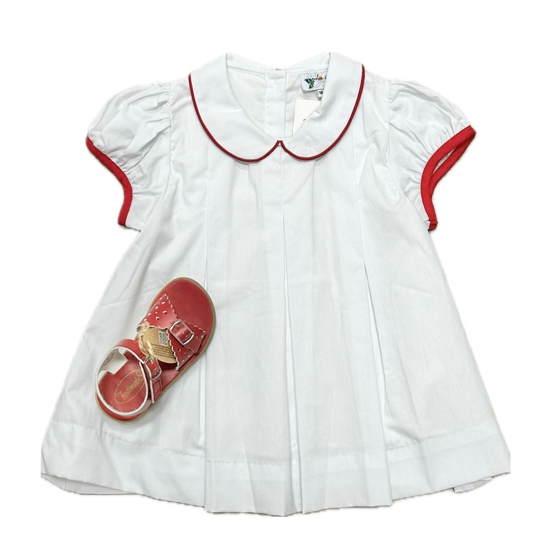 Magnolia Steel White Dress with Red Trim