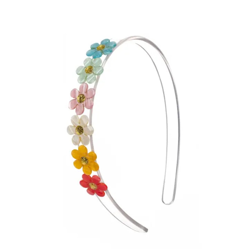 Acrylic Headband - Centipede Daises Pearl Pastel Flowers