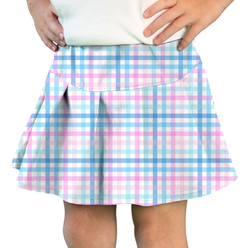 Azarhia Athleisure Tennis Skirt - Plaid Blue Sky