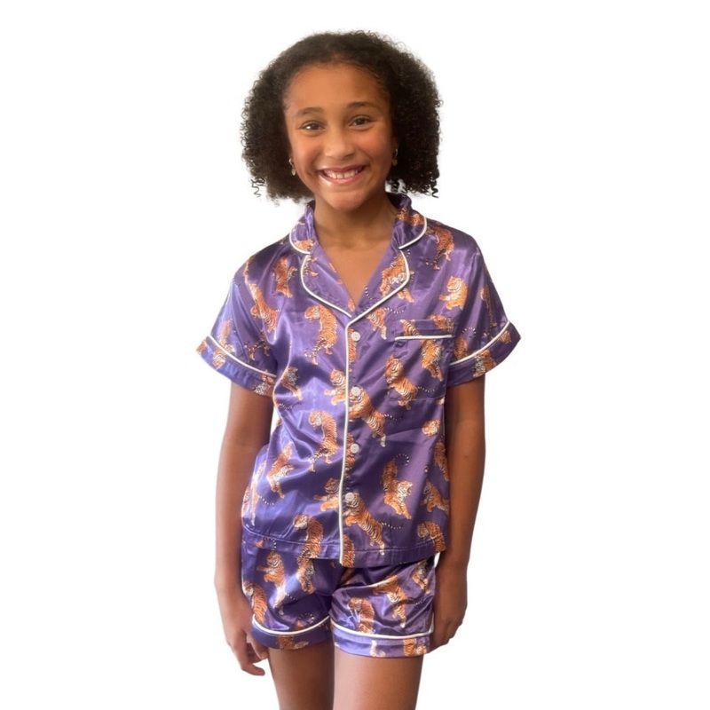 Blended Spirit Tiger Print 2Pc Silky Pajamas