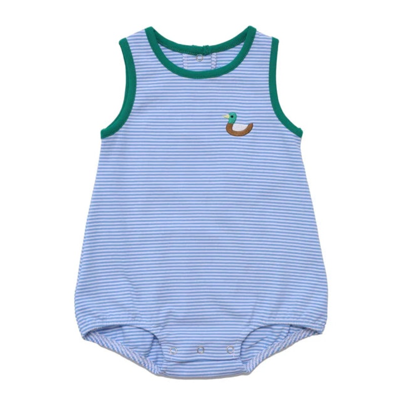 Itsy Bitsy Blue Striped Knit Bubble - Duck